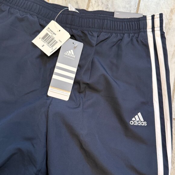 NEW Adidas women's small navy/white 3-Stripe Wind Pant Sweatpants MSRP $65 - Picture 5 of 6